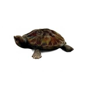Vintage Artisan Ceramic Turtle Figurine Signed Pottery Multicolor Shell